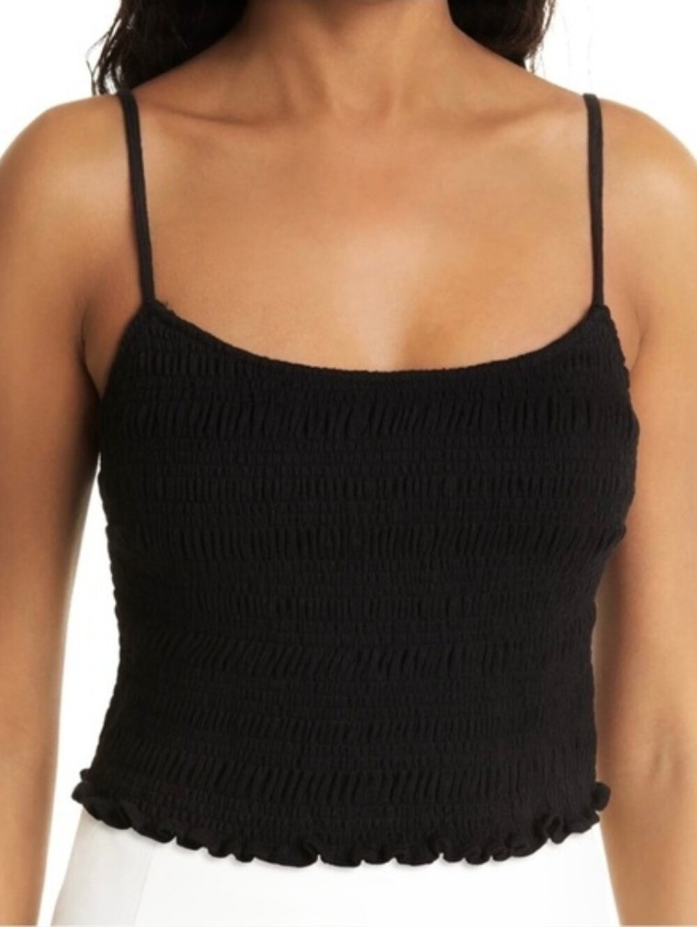 Rebecca Taylor Women's S Black Smocked Crop Top